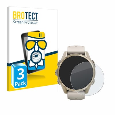 BROTECT - Screenprotector voor Garmin Fenix 8 (43 mm) - Folie Beschermfolie Beschermglas matte 3 Stuks