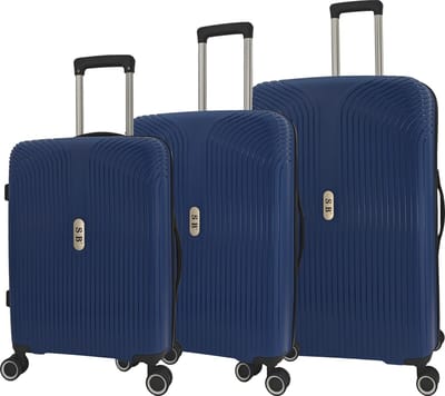 SB Travelbags 3 delige kofferset 4 dubbele wielen trolley - Blauw - TSA slot