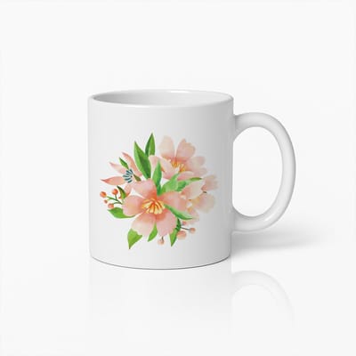 Bloemen Waterverf Mok 330ml – Elegante Roze Bloem Ontwerp Koffiebeker – Perfect Cadeau voor Vrouwen, Moeders en Natuurliefhebbers