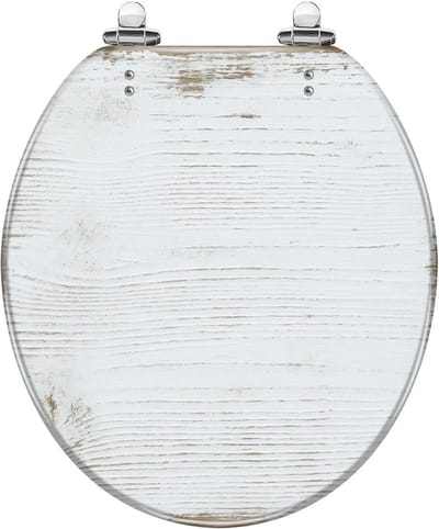 Decoratieve wc-bril - Hars toiletbril - Badkamer verfraaien - Stille sluiting - 37 x 42 cm - Oudwit