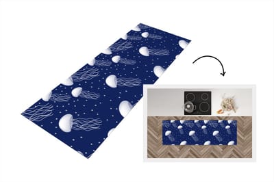Keukenloper - Loper keuken - Patronen - Water - Kwal - 150x50 cm - Keukenloper vinyl