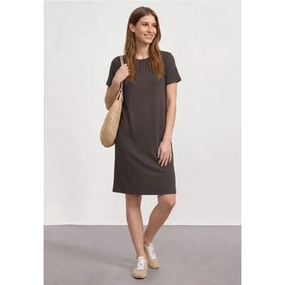 Knielange jersey jurk met ronde hals