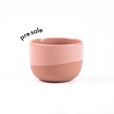 Cappuccino kopje – 180ml - Half Glazed - Terracotta Pink - Handgemaakt – Porselein – Koffiekopjes – Espressomachine - Barista Essentials