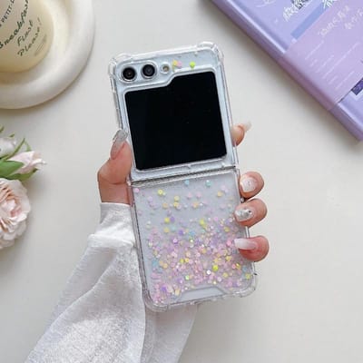 Coque de téléphone transparente de luxe à paillettes et sequins avec colle dégoulinante pour Samsung Galaxy Z Flip Fold 3 4 5 6 W24 W23 Coque antichoc For Z Fold 6