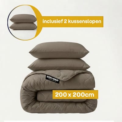 Dekbed-Discounter - Sleeptime Dekbed Zonder Overtrek 200 x 200 cm - Inclusief 2 kussenslopen - Wasbaar op 40 graden - Verkoelend dekbed - Teak