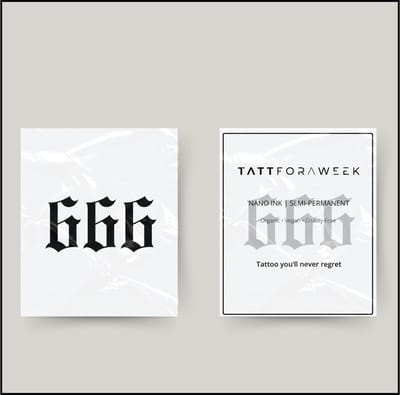 Tijdelijke tattoo 666 | Neptattoo volwassenen | Tijdelijke tattoo voor volwassenen | Temporary tattoo | Plaktattoos voor volwassenen | Neptattoos | Probeer zorgeloos een tattoo | tattforaweek
