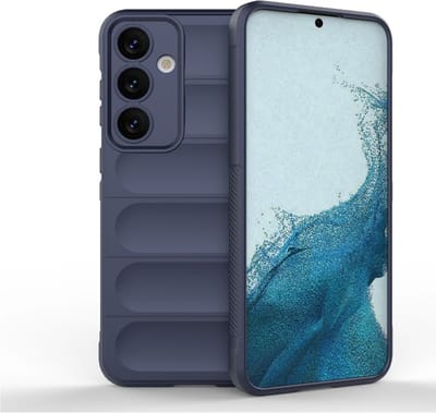 YPCd Bumpy Backcover Geschikt voor Samsung Galaxy S24 Plus – Flexibel TPU & Gripvast Hoesje met Schokbescherming en Verhoogde Randen – Donkerblauw
