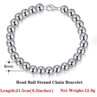 Orsa Jewels Argent Sterling 925 Italien 4mm /6mm Chaîne Bracelet à Billes pour Femmes Hommes Bracelets Bijoux en Gros Sb103 white