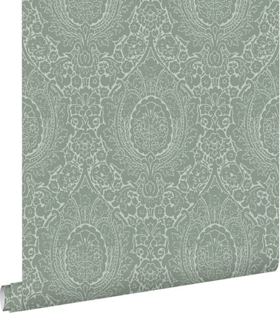 ESTAhome behang ornamenten vergrijsd groen - 50 x 900 cm - 139633