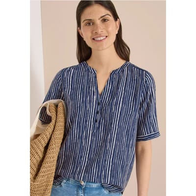 Blouse met gespleten hals en strepen