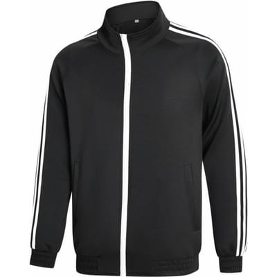 Lente en Herfst Heren Sportpak Drie Strepen Casual Jas met Lange Mouwen Grote Maat Trendy Sportkleding L black