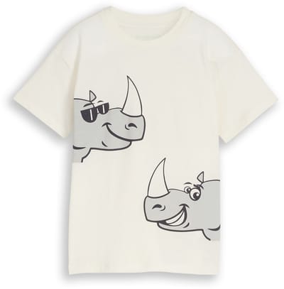 Tom Tailor - Oversized T-shirt met print - Maat 128/134 - Wool White