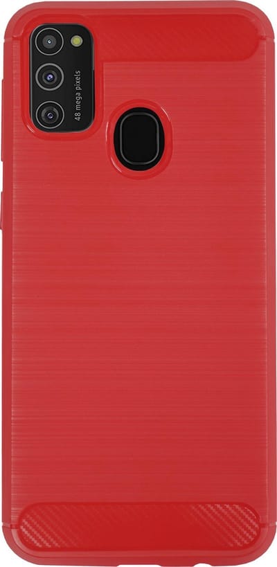 BMAX Carbon soft case hoesje geschikt voor Samsung Galaxy M21 / Soft cover / Telefoonhoesje / Beschermhoesje / Telefoonbescherming - Rood