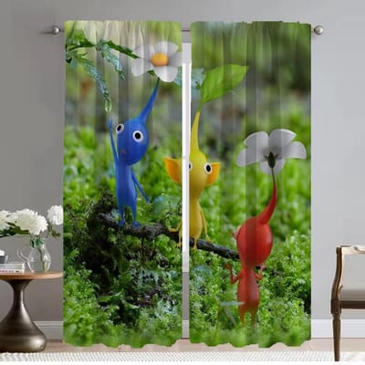 PIKMINS Scheidingsgordijn voor Kamer 2 Panelen Anti-muggen Gordijnen 2 Stuks Verduistering Halloween Decoratie Tule voor Slaapkamer W50xH70cmx2pcs-CL black