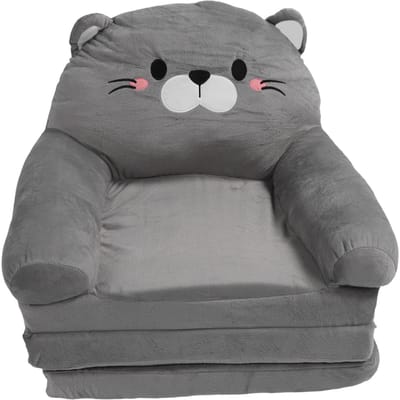 Canapé pour enfants, chaise pour tout-petits, en peluche, mignon, chat, pliable, coussin de siège au sol, accoudoir, canapé-lit pour la sieste gray