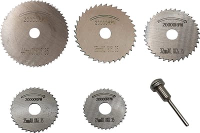 6-delige HSS Cirkelzaagblad Set – Roterende Slijpschijven voor Hout, Kunststof & Aluminium – Mini Zaag Accessoires met Verlengstang