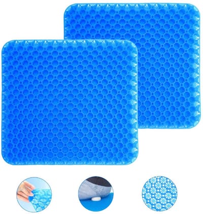 Solfit - 2 Stuks - Ergonomisch Zitkussen - Orthopedisch Zitkussen - Gelkussen - Ergonomisch kussen - Wigkussen - Dubbellaagse Honingraatstructuur - COMFORTKA