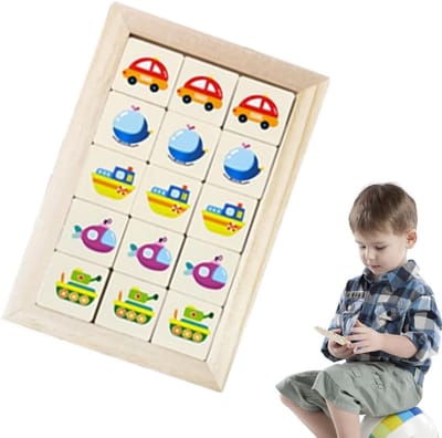 Houten Blokpuzzels - Educatieve Hersenkrakers - Cognitieve Training - Veilig Materiaal - 18x12 cm