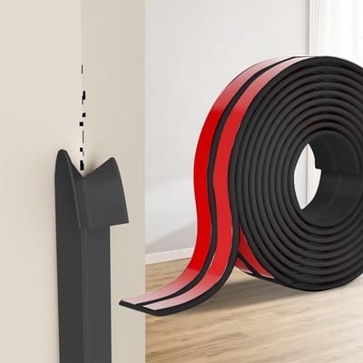 Flexibele zelfklevende randbeschermer voor muren, deuren en ramen - Ideaal voor badkamer en DIY renovaties, zwart, op maat te snijden