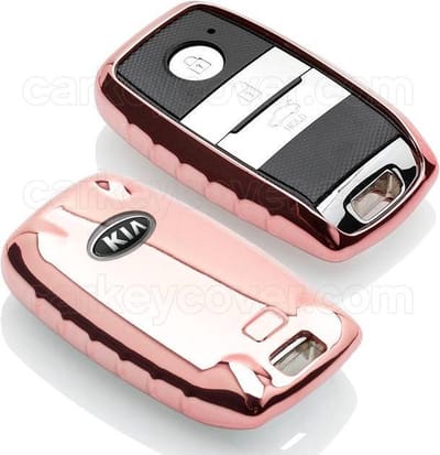 Autosleutel Hoesje geschikt voor Kia -SleutelCover - TPU Autosleutel Cover - Sleutelhoesje Rose Goud Hoogglans