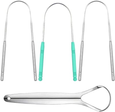 Dailygoods- Tongschraper Dubbelzijdig - U-vormige Tongschraper - 4 Stuks - Roestvrij Staal - Duurzaam - Hygiënisch - Tongreiniger