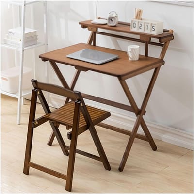 Kinderbureau Stoelenset - Studietafel Kinderen - Leren Tekenen Spelen - Opvouwbaar Ontwerp - 120 kg Draagkracht - Bruin