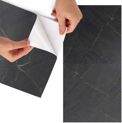 Tulup Meubelfolie - Zwart marmer Wrapfolie Keuken - 75x150 cm - Zwart Meubelfolie - Wrapfolie Keuken - Minimalist Meubelfolie - Decoratiefolie - Tafeldecoratie - Texturen