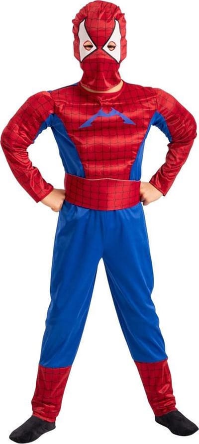 Carnival Toys Verkleedpak Superheld Rood/blauw Mt 122 2-delig