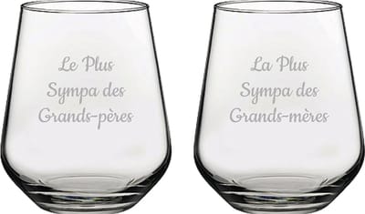Drinkglas gegraveerd - 42,5cl - Le Plus Sympa des Grands-Pères & La Plus Sympa des Grands-mères