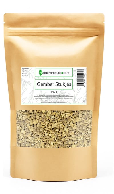 Natuurproduct Gember voor Kruidenthee - 300 gram - 100% Puur voor Pittige & Verwarmende Gemberthee - Gedroogd & Cafeïnevrij