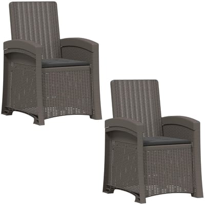 vidaXL - Ligstoel - Rieten - Look - 2 - st - Lichtgrijs - en - antracietkleurig - PP