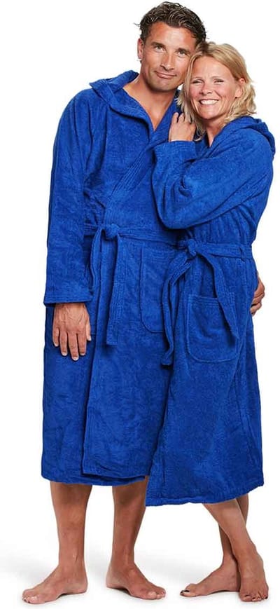Unisex badjas kobaltblauw - badjas dames - badjas heren - badstof katoen - ochtendjas - sauna badjas capuchon - maat XS