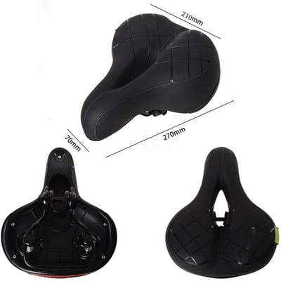 Breed Zacht Fietszitkussen Schokbestendig Ontwerp Grote Billen Extra Comfort Fietszadel Past MTB Mountain black