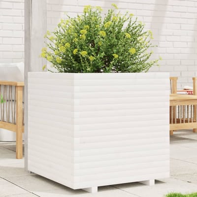 vidaXL - Plantenbak - 70x70x72 - cm - massief - grenenhout - wit