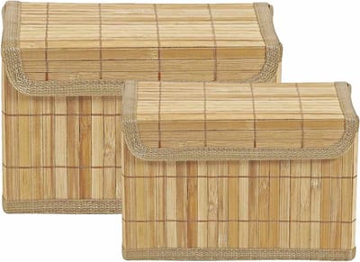 Bamboe manden 2 stuks | Multifunctionele mand | Opbergmanden | 14x25x16cm | 11x20x15cm | Opberg Box/Doos/Mand/Vakken - Opbergsysteem