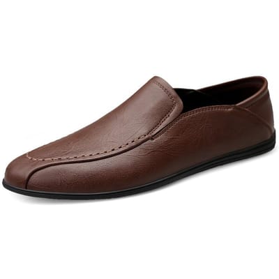 Herenschoenen Herfst Nieuwe Heren Echt Leer Zakelijk Casual Leren Schoenen Zachte Zool Bruine Loafers 44 bruin