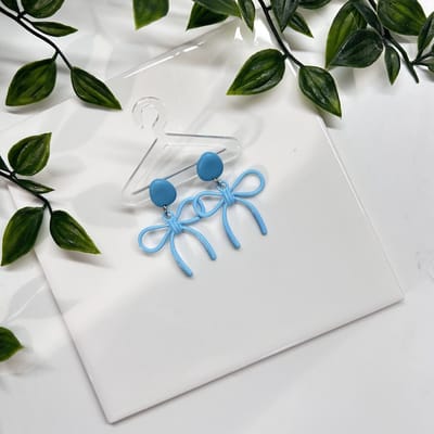 2 Love It Strikjes - oorbellen - blauw - polymeerklei - handgemaakt