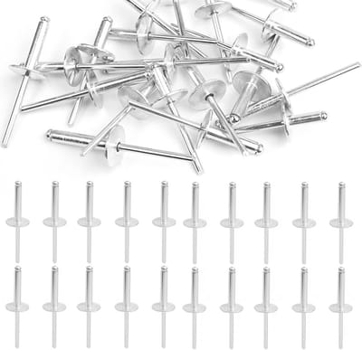 Aluminium Blindklinknagels - Popnagels Koepelkop - Metaalverbindingen Maken - Grote Flens - 4.8x25mm 110 Stuks - Aluminiumkleurig