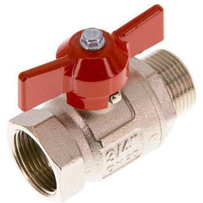 Buiten x Binnendraad G/G 3/4 inch Vlinder Handle Kort design 2-Weg Messing Kogelkraan - BL2BN-M-SD-MF-NK-034
