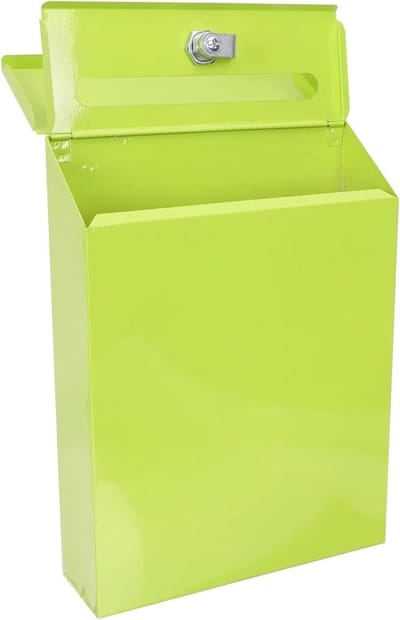 Brievenbus Muurmontage - Geldkist Ideeënbus - Feedback Verzamelen - Afsluitbaar Metaal - 22x7x30cm - Lichtgroen