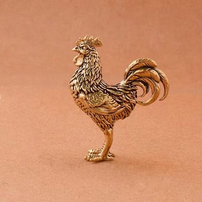 1 pièce Ensemble Figurines Coq et Poule en Laiton, Ornements de Collection Thanksgiving, Décoration Poulet du Zodiaque, Ornements de Table Animaux de Compagnie à Thé pour Maison Salon Rooster
