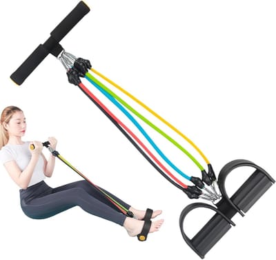 Pedaalvoetlifter, multifunctioneel trainingstouw, verstelbare antislip fitnessband voor figuurtraining, strekken thuis, armen, benen taille