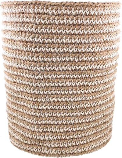 Luna-Leena duurzame hoge mand van jute & katoen - gebroken wit met jute - H30x24øcm - hand gehaakt in Nepal - opberger - kinderkamer - kamerdecoratie - basket