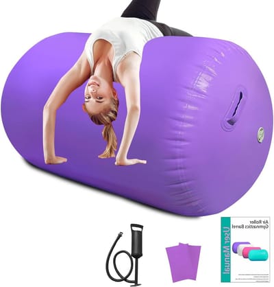 Gymnastiek Rol - Air Track Barrel - Oefenen Gymnastics Skills - Antislip Schokabsorberend - 120 cm x 60 cm - Paars