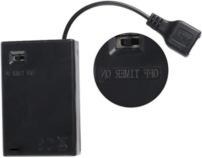 Batterijbox met USB - 3AA Houder - Speelgoed Verlichting - Automatische Cyclus - 7.2cm x 4.8cm - Zwart