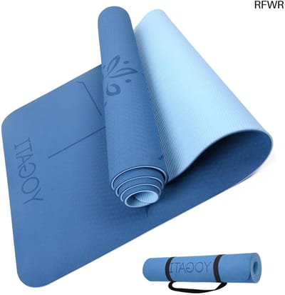 RFWR® Milieuvriendelijke yogamat - Antislip, Dikke TPE Mat met Lichaamsuitlijning Lijnen voor Yoga, Pilates, Gym en Fitness