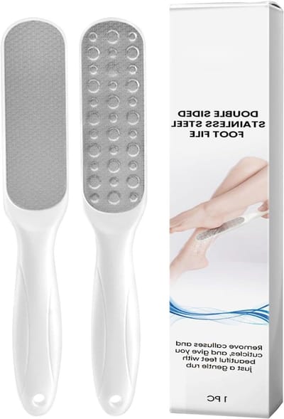 Voetvijl Roestvrij Staal - Pedicure Schraper - Voeten Verzorgen - Dubbelzijdig Ontwerp - 23 x 5 cm - Zilver
