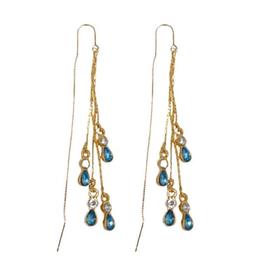Oorbellen- Livia -goudkeur- blauw -doorsteek- Charme Bijoux