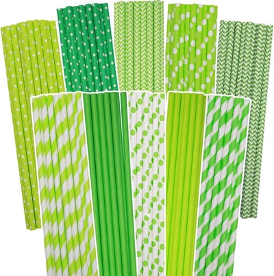 Rietjes om te drinken, groene wegwerprietjes, 150 stuks wegwerp-rietjes in grote verpakking (10 patronen)