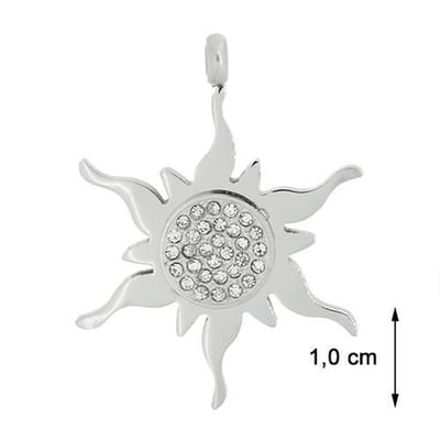 Blinx Jewels Stalen Hanger Zon Steentjes Zirkonia